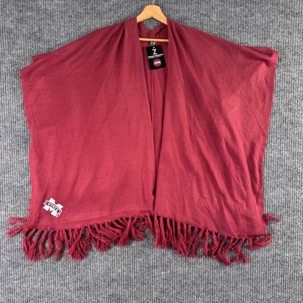 NWT ZooZatz Mississippi State‎ MSU Bulldogs Fringe Poncho Wrap Scarf Maroon